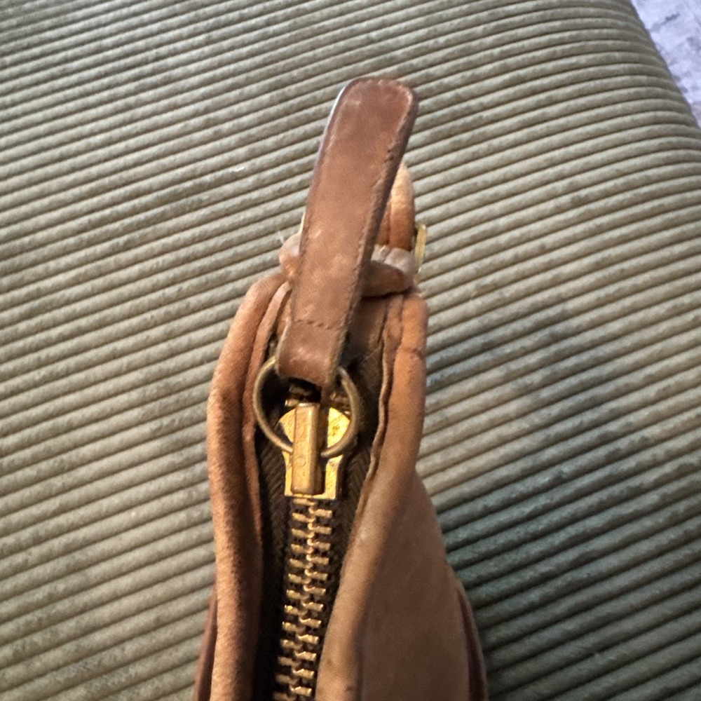 RARE Coach Purse NYC Vintage 80s Tan Leather Bag Brown Chunky Zipper - Picture 9 of 16